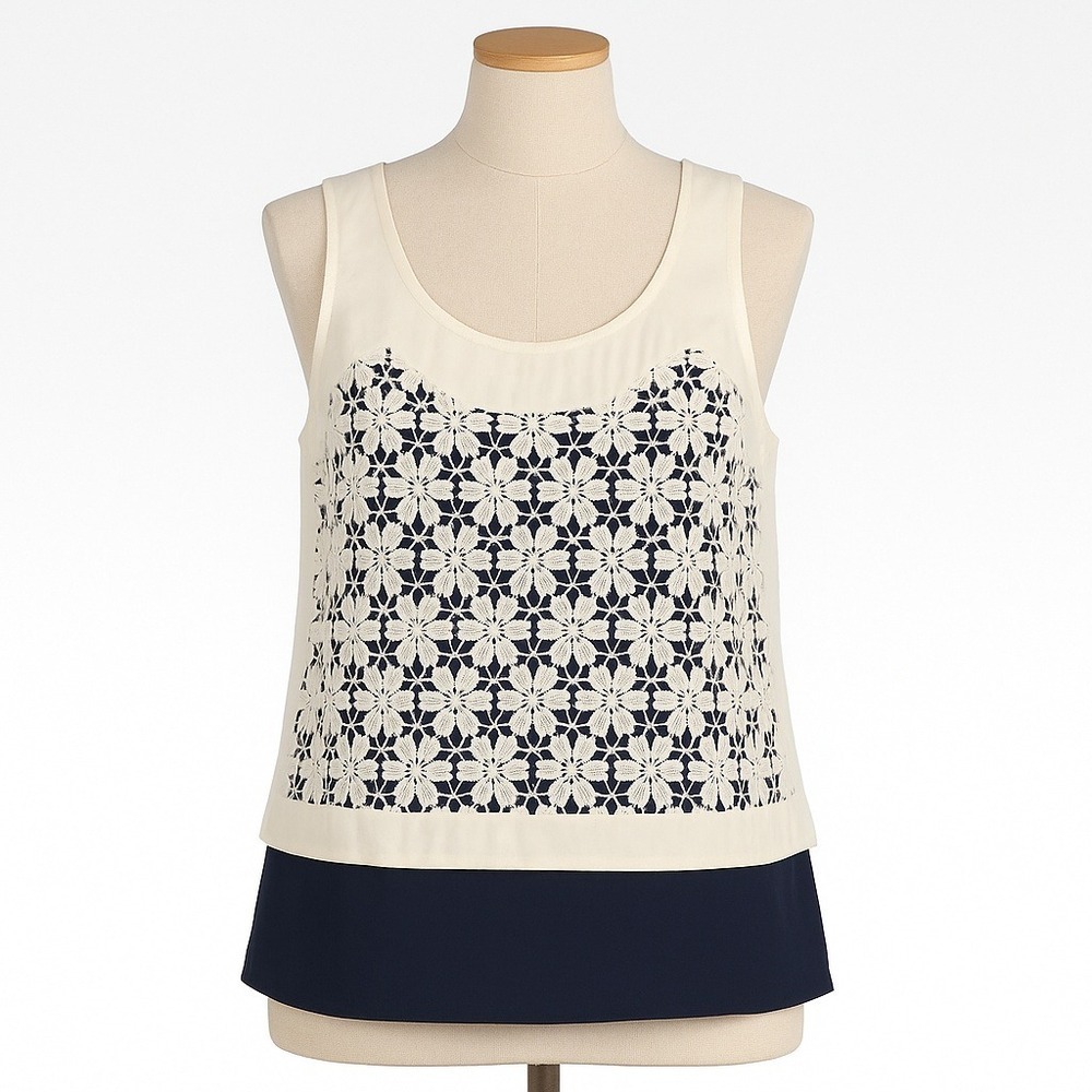 Nell Lace Silk‎ LIned Tank Top Womens S Made In USA Boho Romantic Vintage Chic